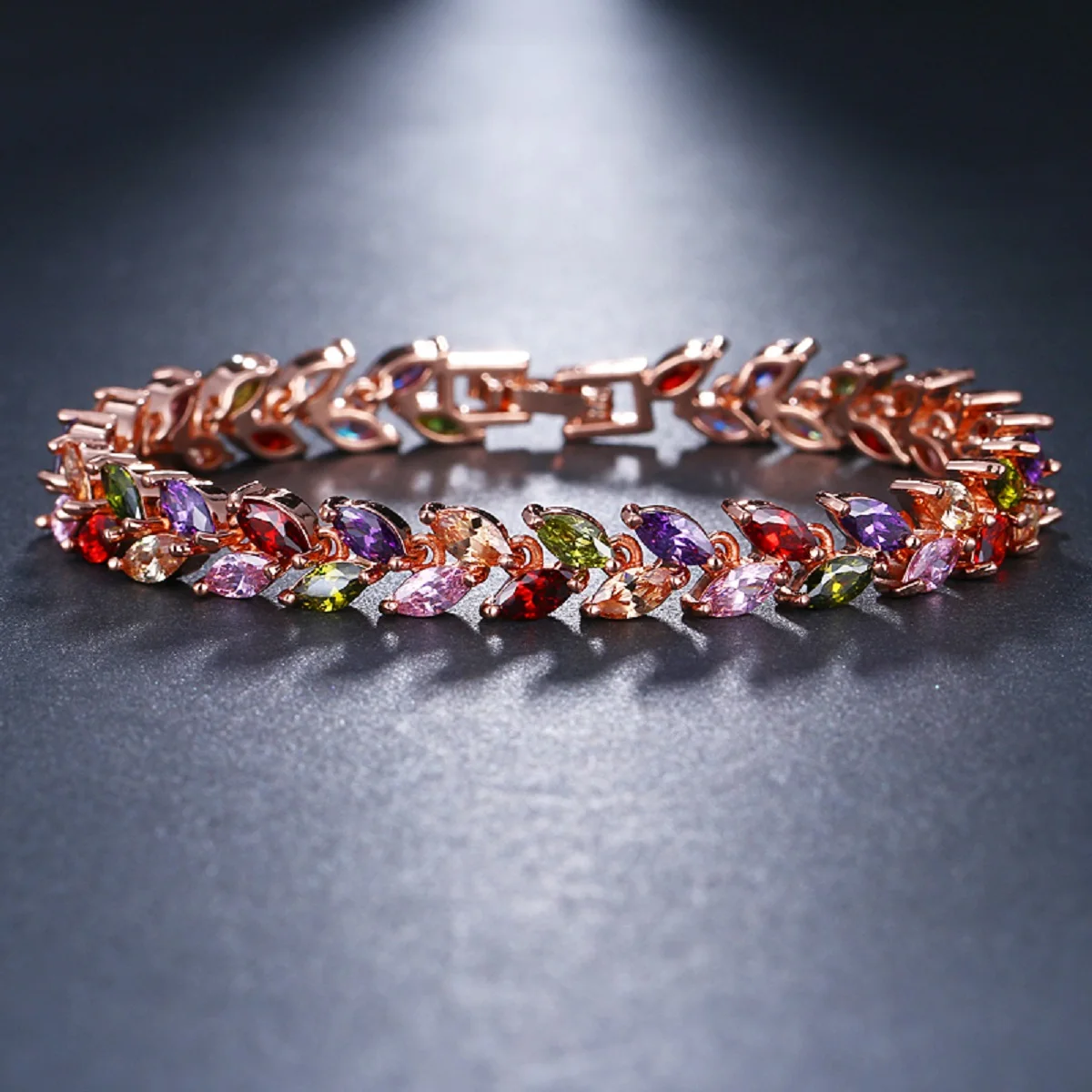 GMGYQ Hot Sall Classic Retro Multi Color Cubic Zirconia Bracelets for Elegant Ladies Dinner Jewelry Adornment