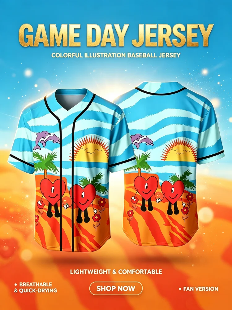 Summer Bad Bunny Un Verano Sin Ti Sport Baseball Jersey Sports Men Women Short Sleeve T-Shirt Style Soft Rapper Family Kids Tees