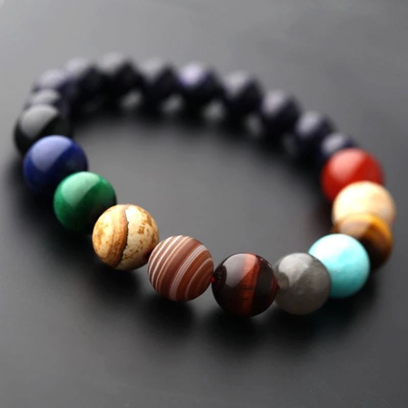 Universe Galaxy Nine Planets Bracelet Natural Healing Stone Men Women\'s Bracelets Crystal Stone Beads Anti-fatigue Gift Jewelry