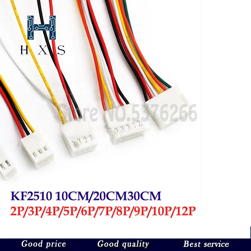 10PCS 10CM/20CM/30CM KF2510 2/3/4/5/6/7/8/9/10 PIN connector plug with cable wire 2.54MM PITCH 2P/3P/4P/5P/6P/7P/8P/9P/10P/12P