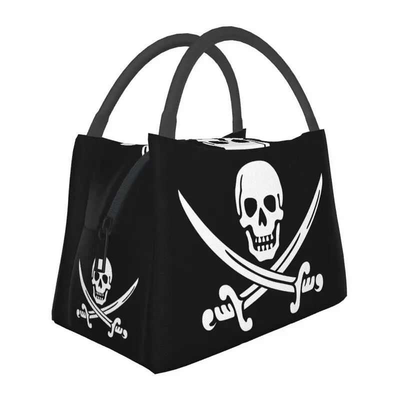 Jolly Roger Skull Insulated Lunch Bag for Women Resuable Pirate Flag Thermal Cooler Lunch Tote Work Picnic