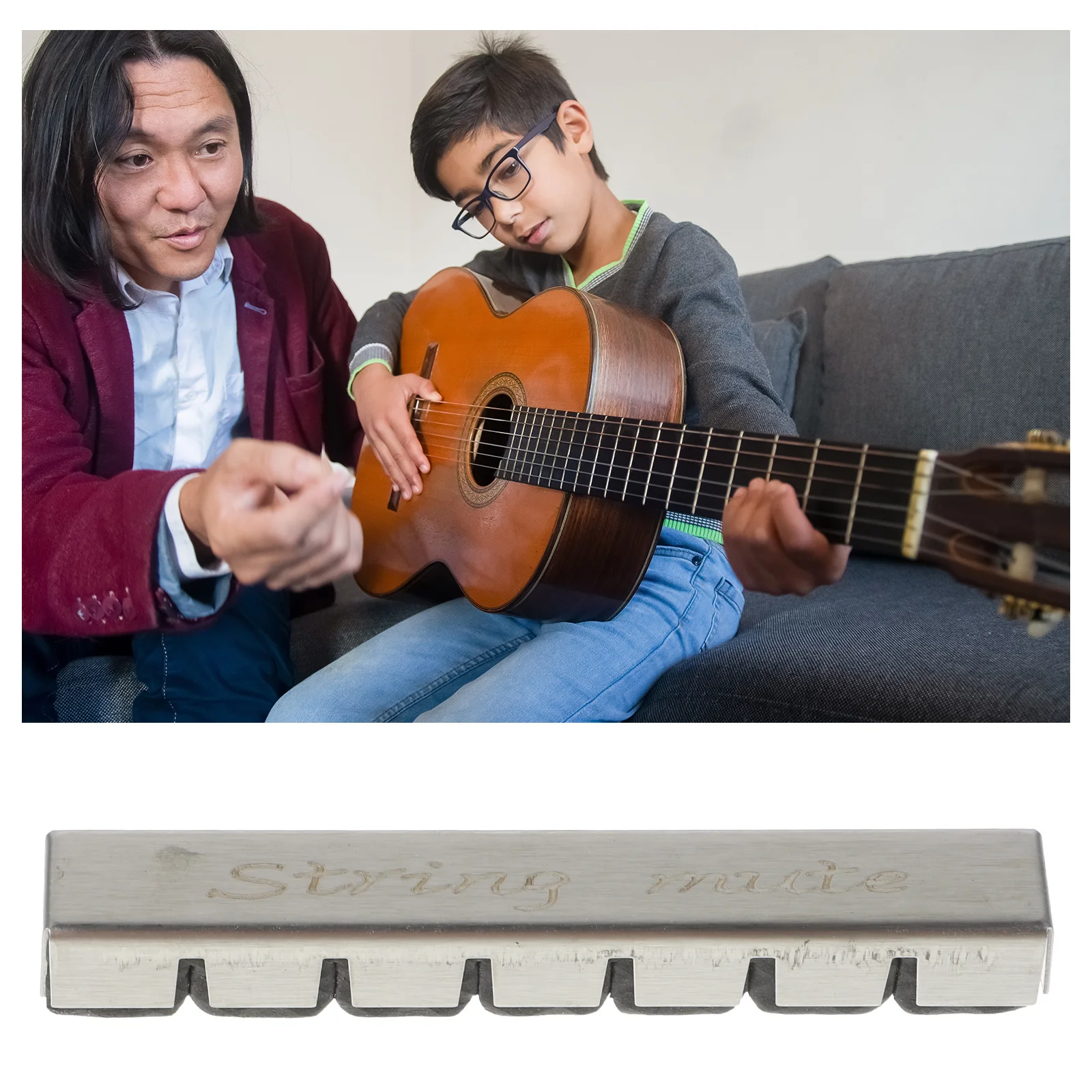 

Guitar Muffler Sturdy Stainless Steel Shell High Density Eva Core Effective String Dampener Practice Tool Acoustic Electric