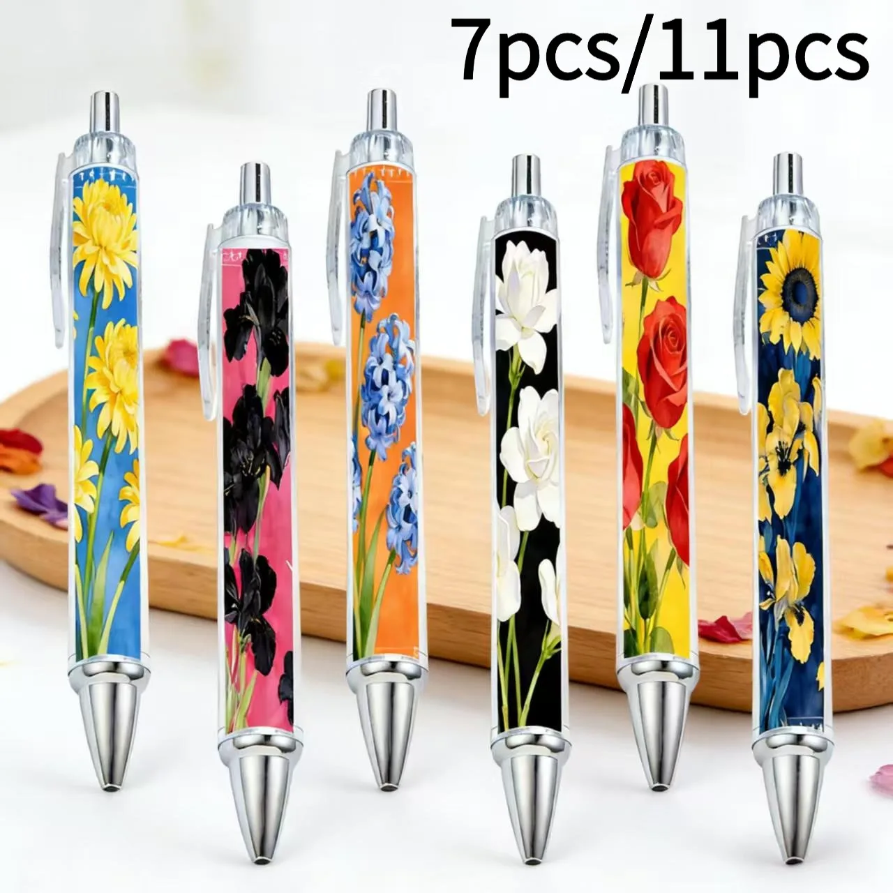 

7 шт./11 шт., европейская картина маслом, цветочная тема, креативная цветочная шариковая ручка, студенческие обучающие канцелярские принадлежности, подарочная ручка