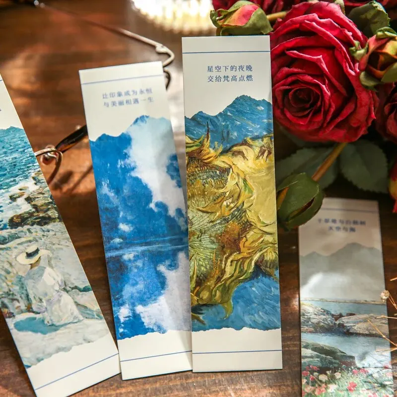 30 Pieces/box of Classic Oil Painting Bookmarks High Quality Printed Card Materials To Assist Reading Tools