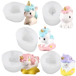 3D Cute Unicorn Candle Silicone Mould Animal Series Candle Shape Handmade Pastry Chocolate Cake Baking Mould Tools Home Crafts