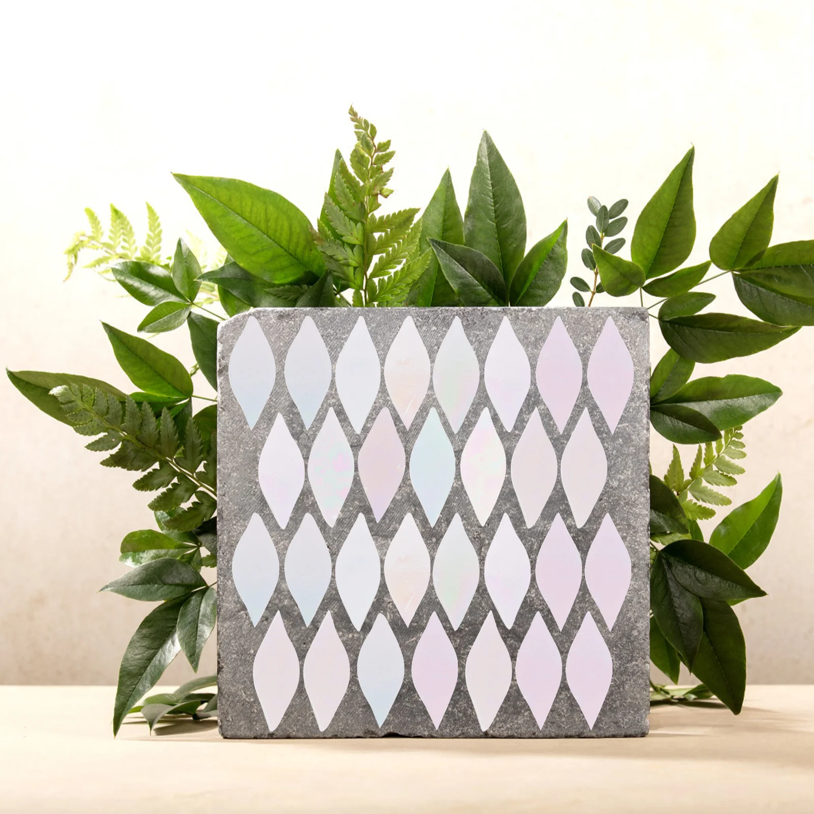 

21Pcs Iridescent Glass Pieces for Crafts Decorative Mosaic Tiles DIY Picture Frames Flowerpot Glass Tiles Tile