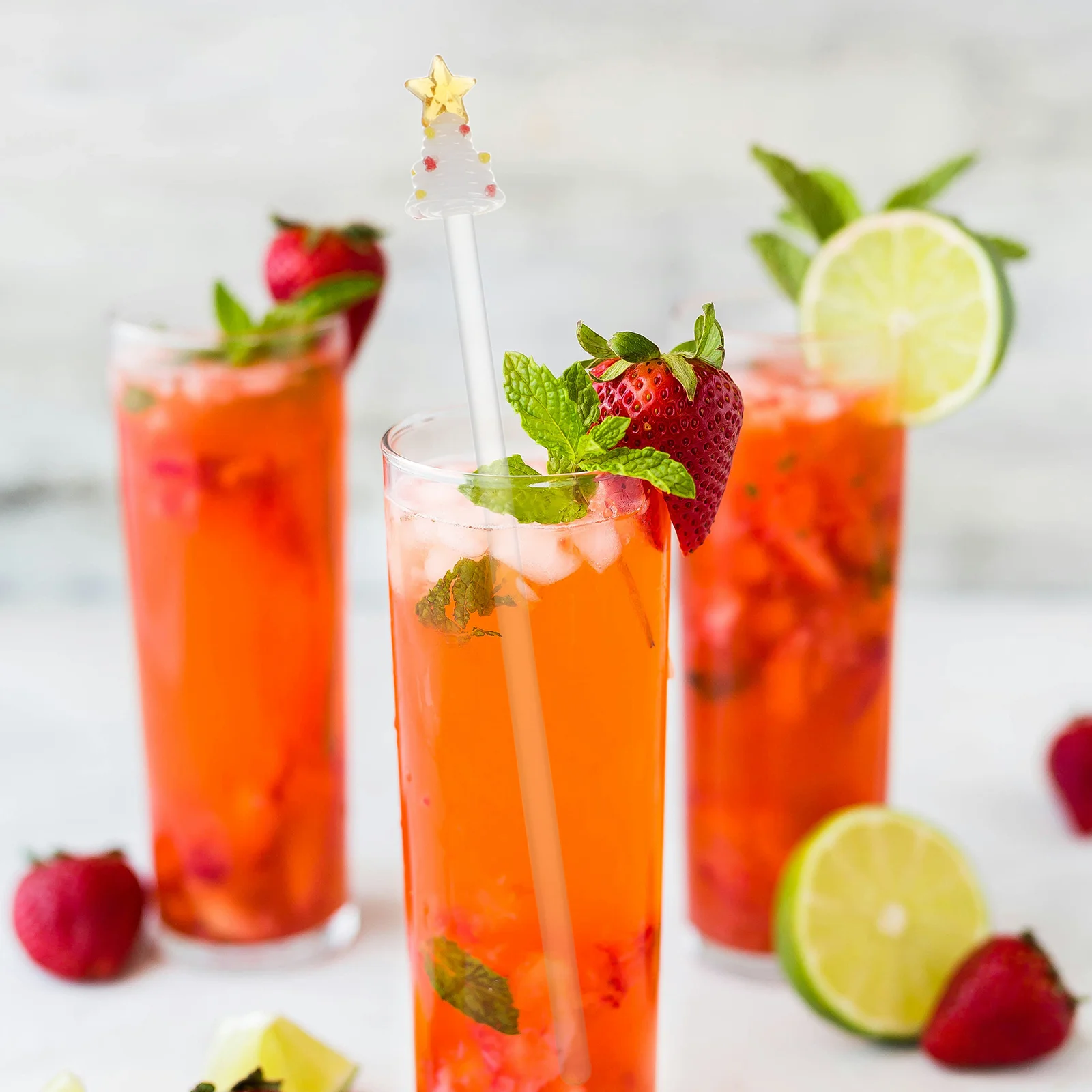 

Christmas Tree Glass Stirrers 12 Pieces Holiday Drink Mixers for Cocktails Coffee Juice Bar Party Home Use Festive Reusable