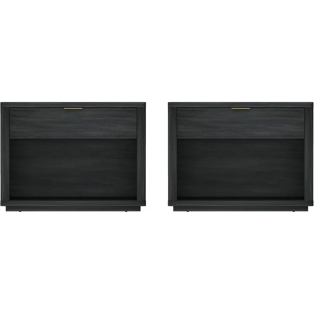 

"evelyn contemporary nightstand - drawer & shelf, minimalist design with rounded edges and elevated pedestal base"