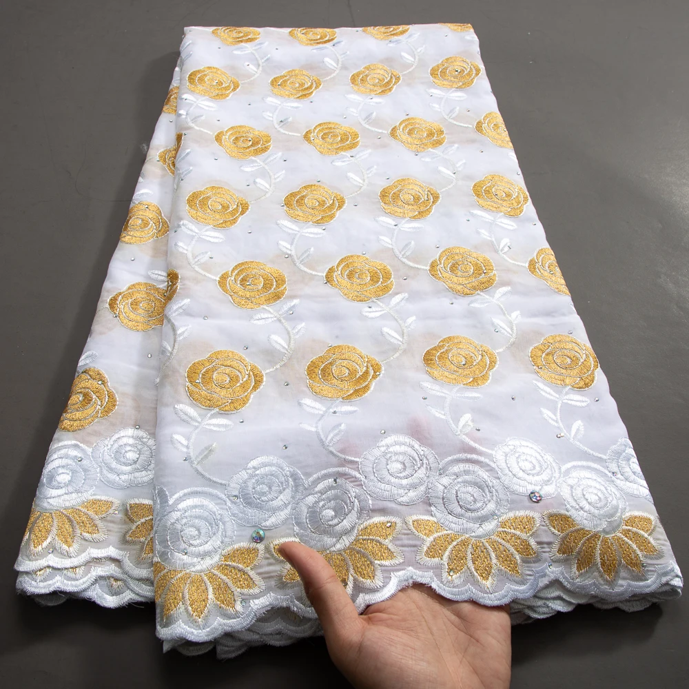 

Swiss Voile Lace in Switzerland 2024 Newest Design Embroidery African Cotton Lace Fabric for Women Bridal Dresses Sewing A3785