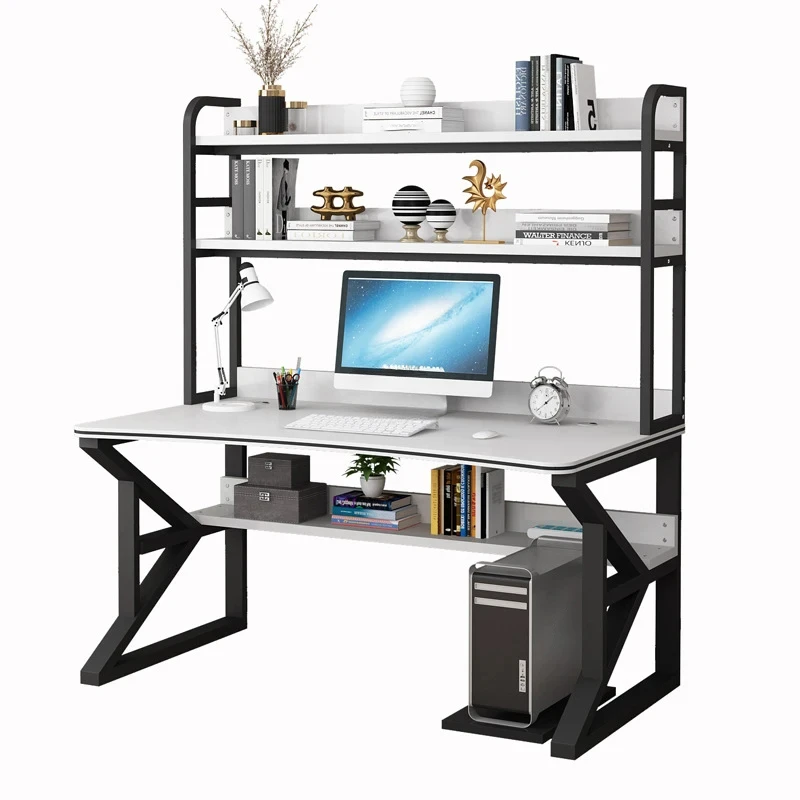 Modern Desktop Computer Desk Simple Study Table Office Furniture Bedroom Gaming Desk Bookshelf Integrated Office Desk Rack U