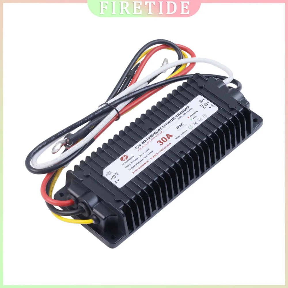 Waterproof LiFePO4 Battery Charger 12V 24V, High Power RV Marine Solar Charger for Lithium Iron Phosphate Auxiliary Battery
