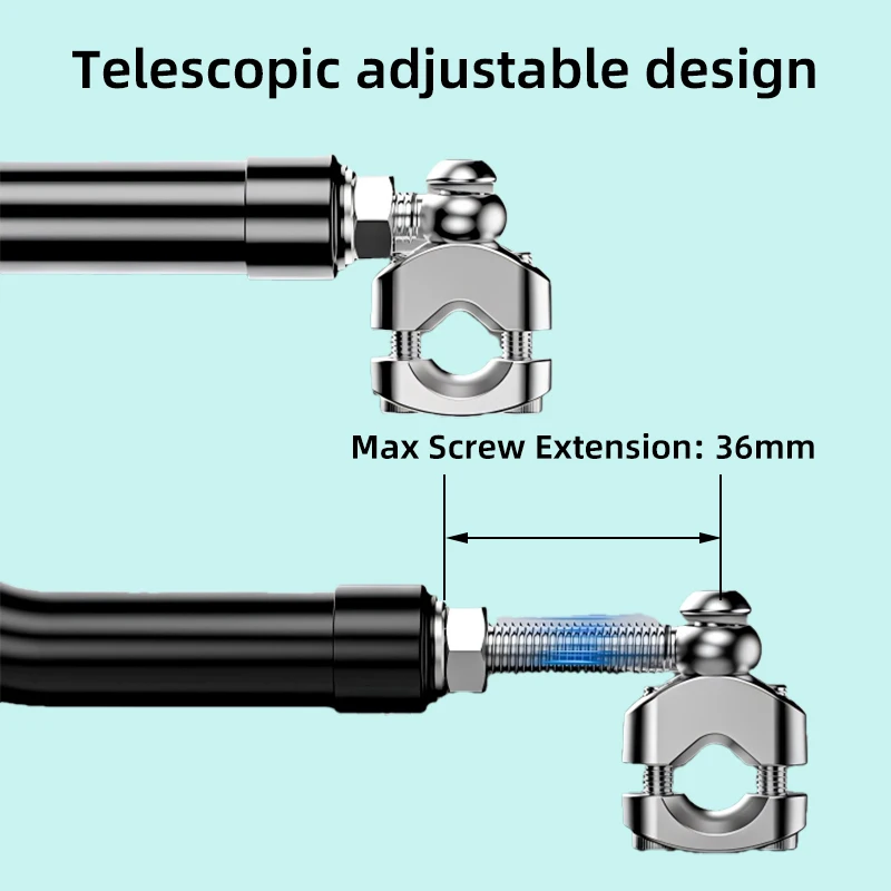 Kewig HB-5 Motorcycle Mirror Stem Extension Cross Bar Adjustable Aluminum Alloy Telescopic Crossbar For E-Bike E-Scooter ATV view 3