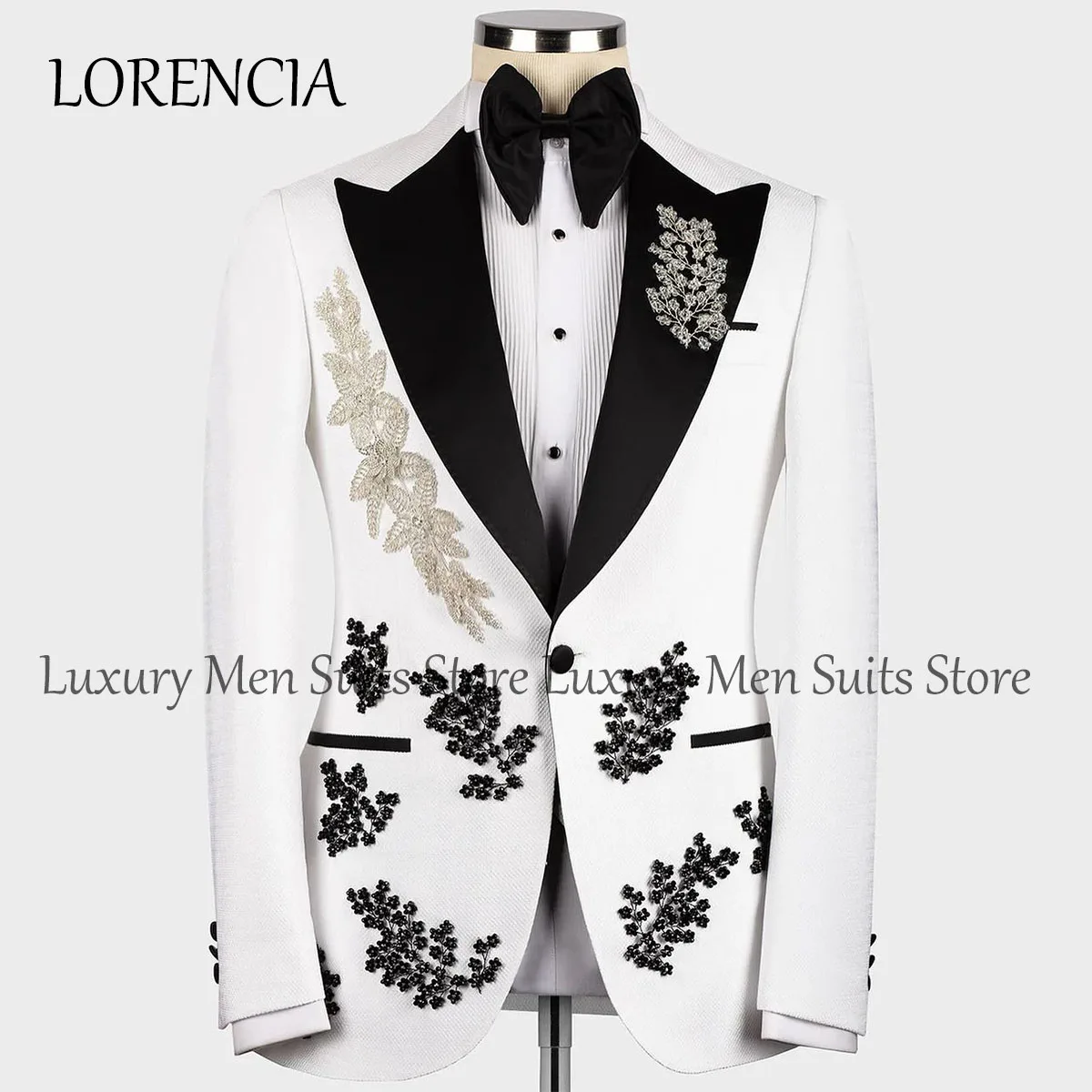 

Sparkly Formal Embroidered Men Suits Dresswear Wedding Groom Tuxedos 3 Pieces Business Male Suit Jacket Blazer Ternos Completo