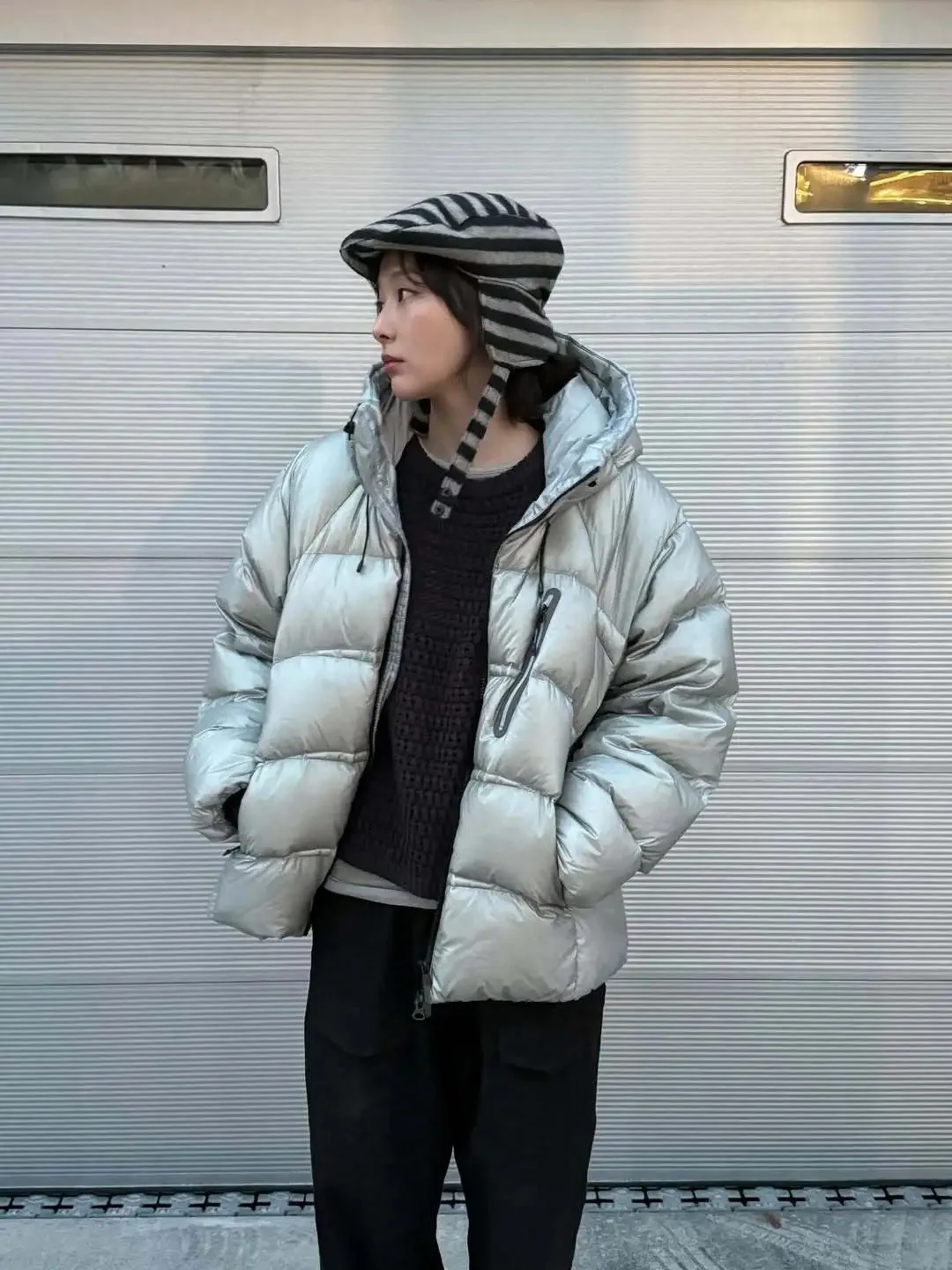 Lightweight Du down Hooded Jaet Women's Sle Commute Windproof Warm Long Sve Mid-Length Zipper Closure Pure Color