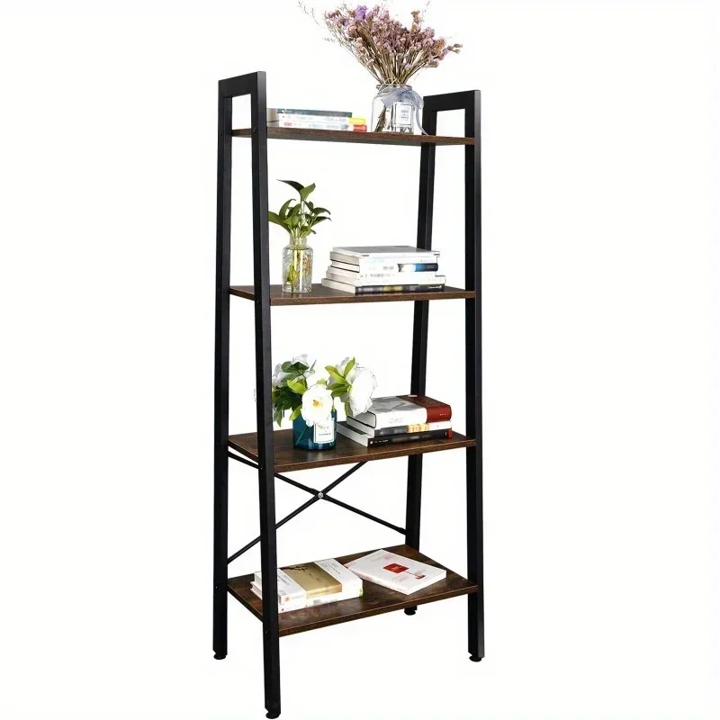 Ladder Shelf 4 Tier Stand Storage Rack Vintage Bookshelf Bookcase Plant Flower