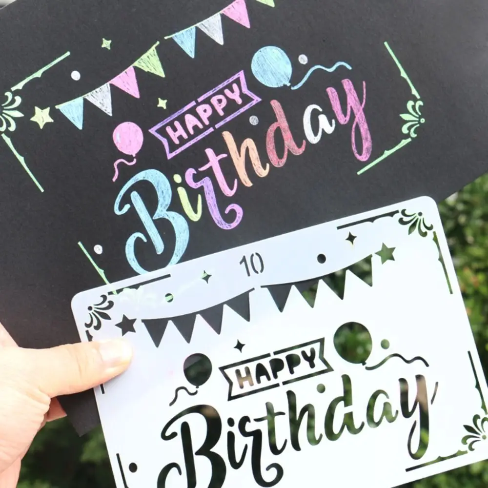 Diverse Happy Birthday Card DIY Convenient Hollow Out DIY Drafting Card Tools Reusable Graffiti Accessories