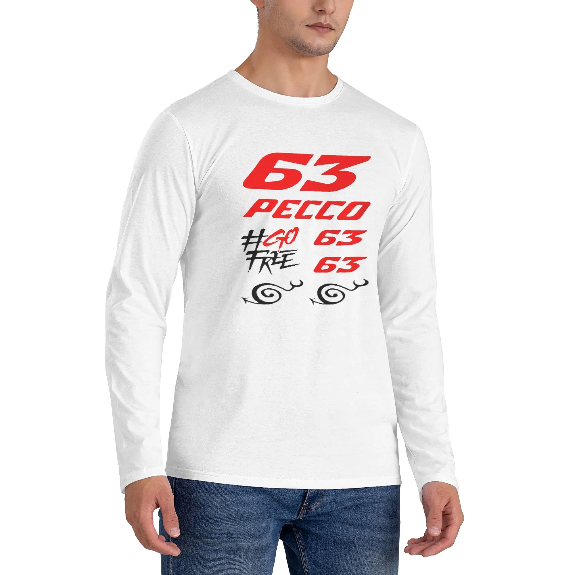 

Pecco Bagnaia 63, мужская футболка с длинными рукавами, повседневные футболки с круглым вырезом, весенние и осенние мужские топы
