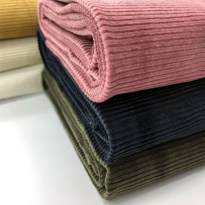 High Quality Corduroy Fabric 100% Cotton By Meters for Clothing Bags Hats Sewing Plain Soft Comfortable Needlework Cloth Texture