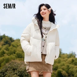 Semir-Chaqueta de plumón de longitud media para mujer, abrigo versátil con capucha de gran tamaño, impermeable y cálido, invierno