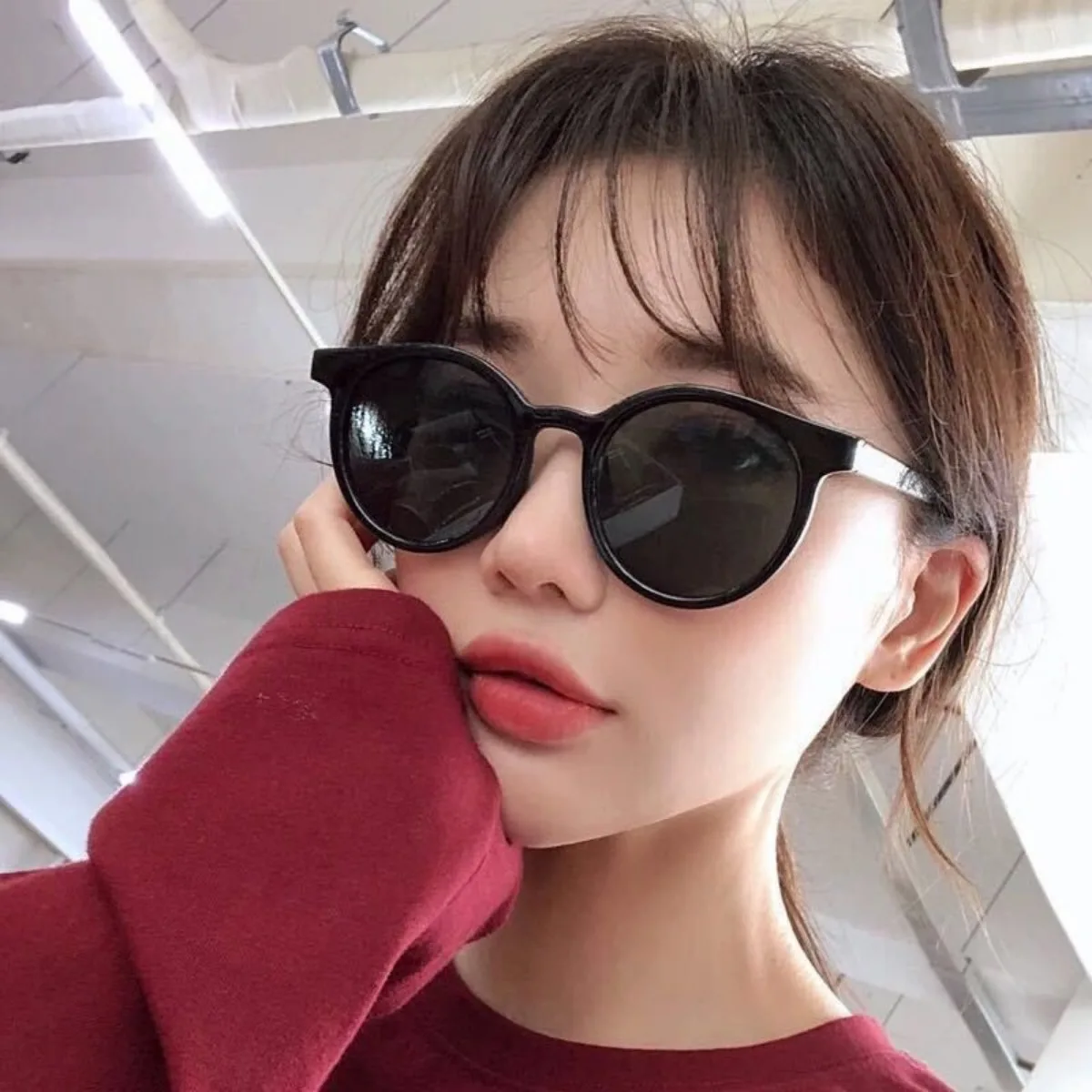

retro round black sunglasses for women uv400 protection trendy lightweight fashion driving glasses