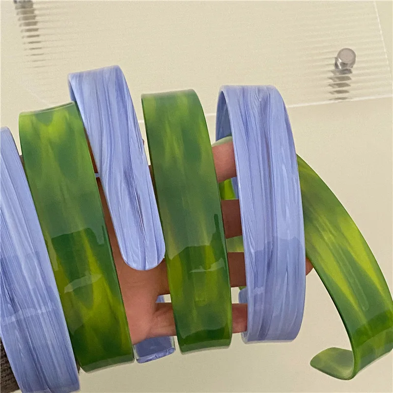 2022 Women Wide Green Purple Marble Hair Hoop Hair Bands Swrils Acetic Acid Headband For Elegant Girls Korean Fashion