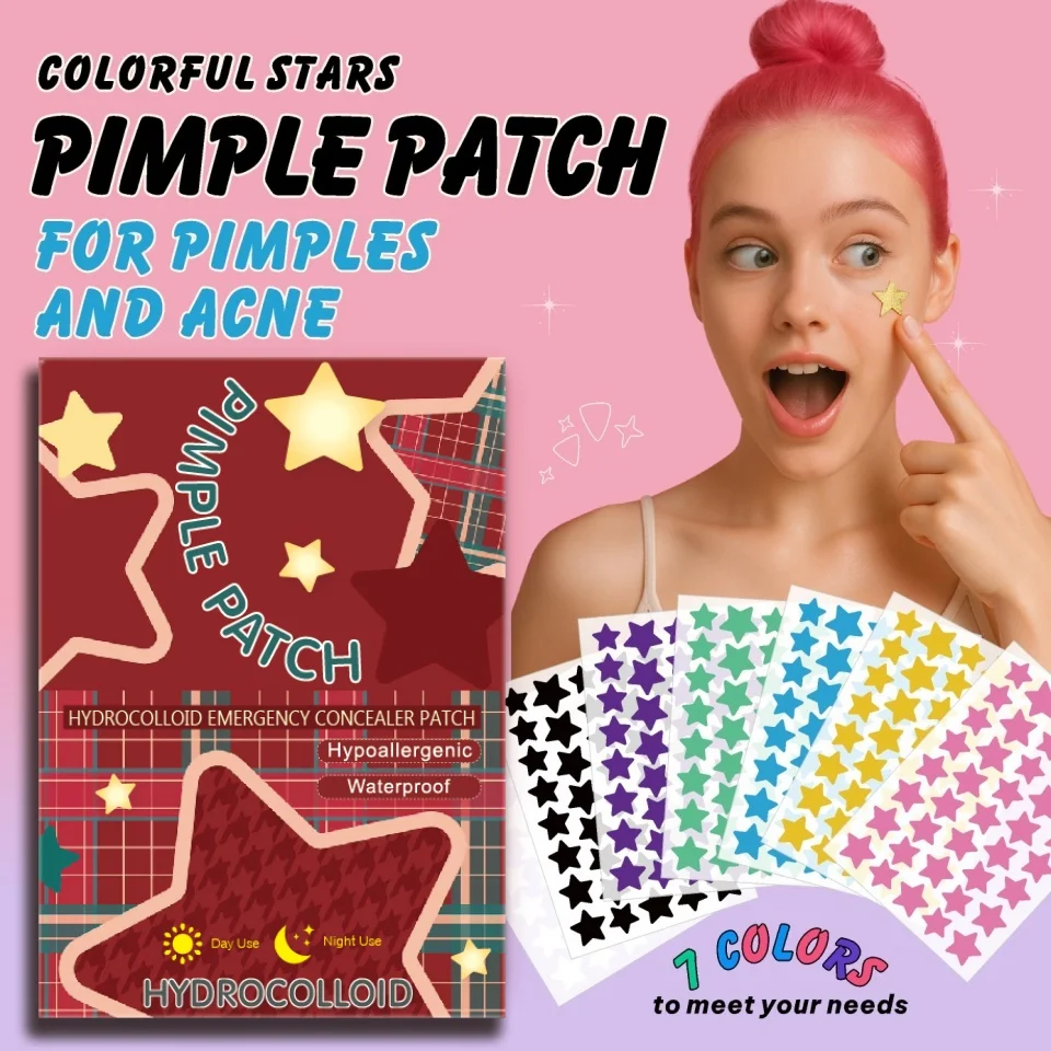 40 قطعة من رقع حب الشباب متعددة الألوان على شكل نجمة، رقع حب الشباب للوجه، رقع حب الشباب المخفية، ورقع البثور، رقيقة جدًا.