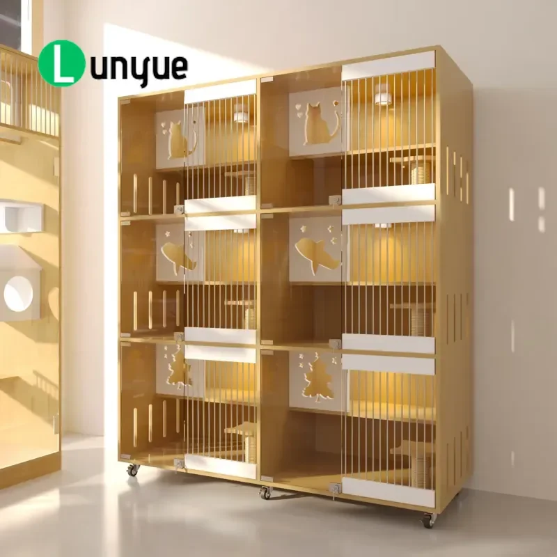 Luxury Wooden Cat Villa Cage with Tree Indoor House Foster Enclosure Pet Furniture Large Space Durable Design for Home Living