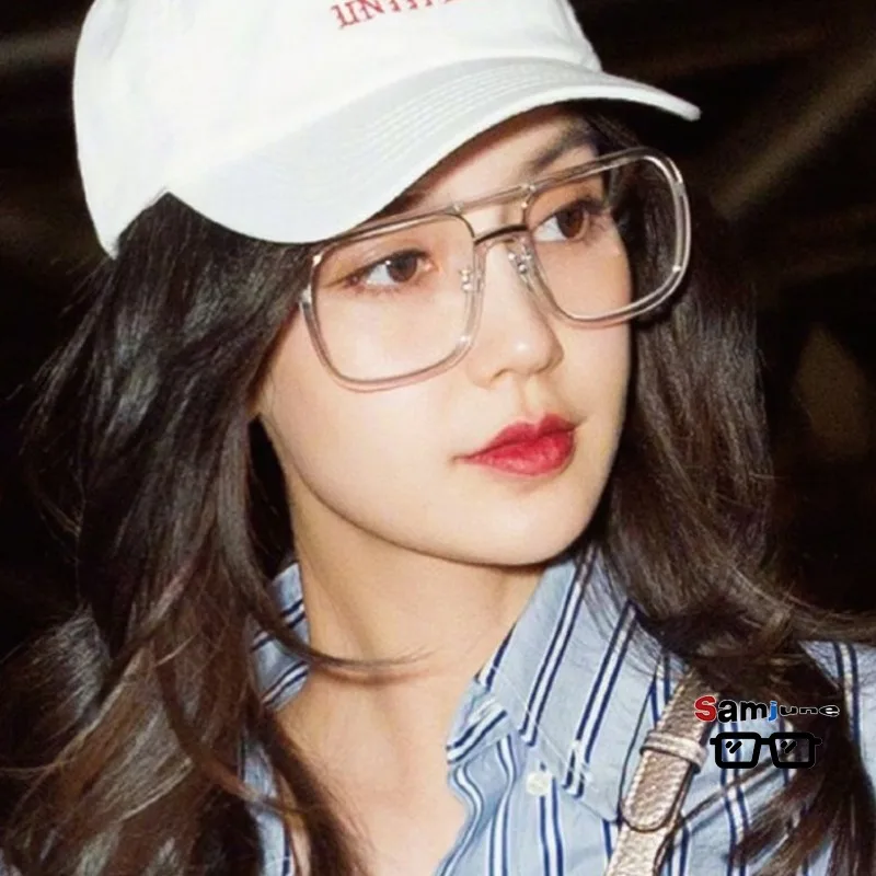 Samjune Quadratische, übergroße Sonnenbrille für Damen, modische Brille, Vintage-Sonnenbrille