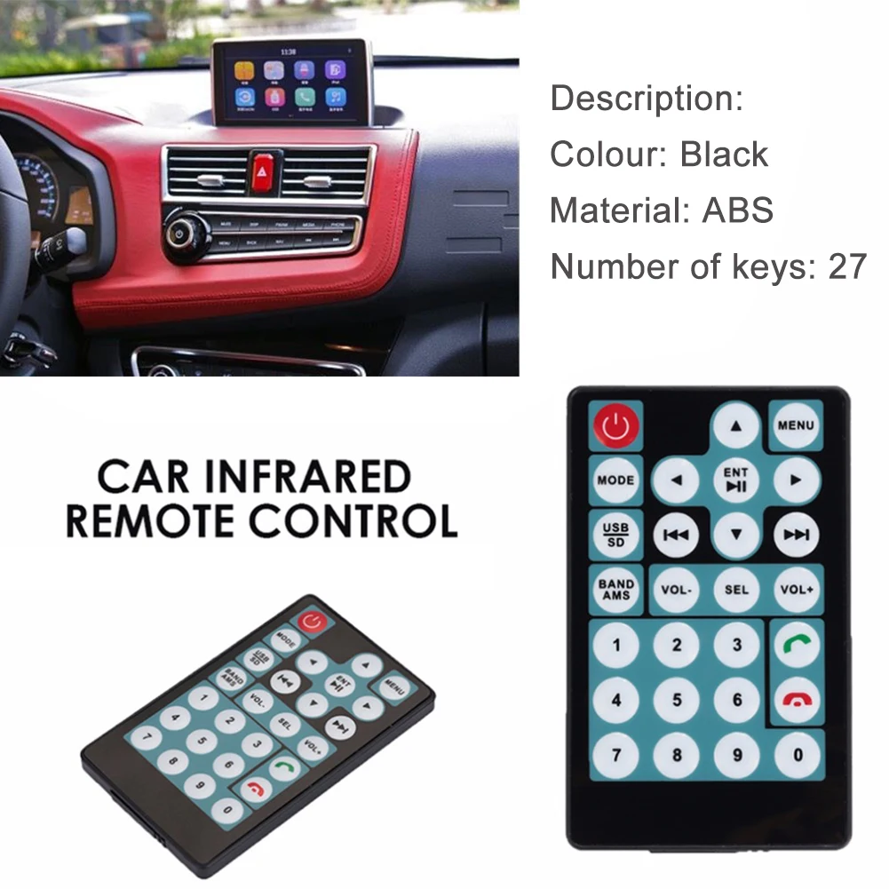 Car MP5 Intelligent Remote Control 27 Buttons RC Switch Convenient Copy Operation Choosing Channel Page Turning Play Voice