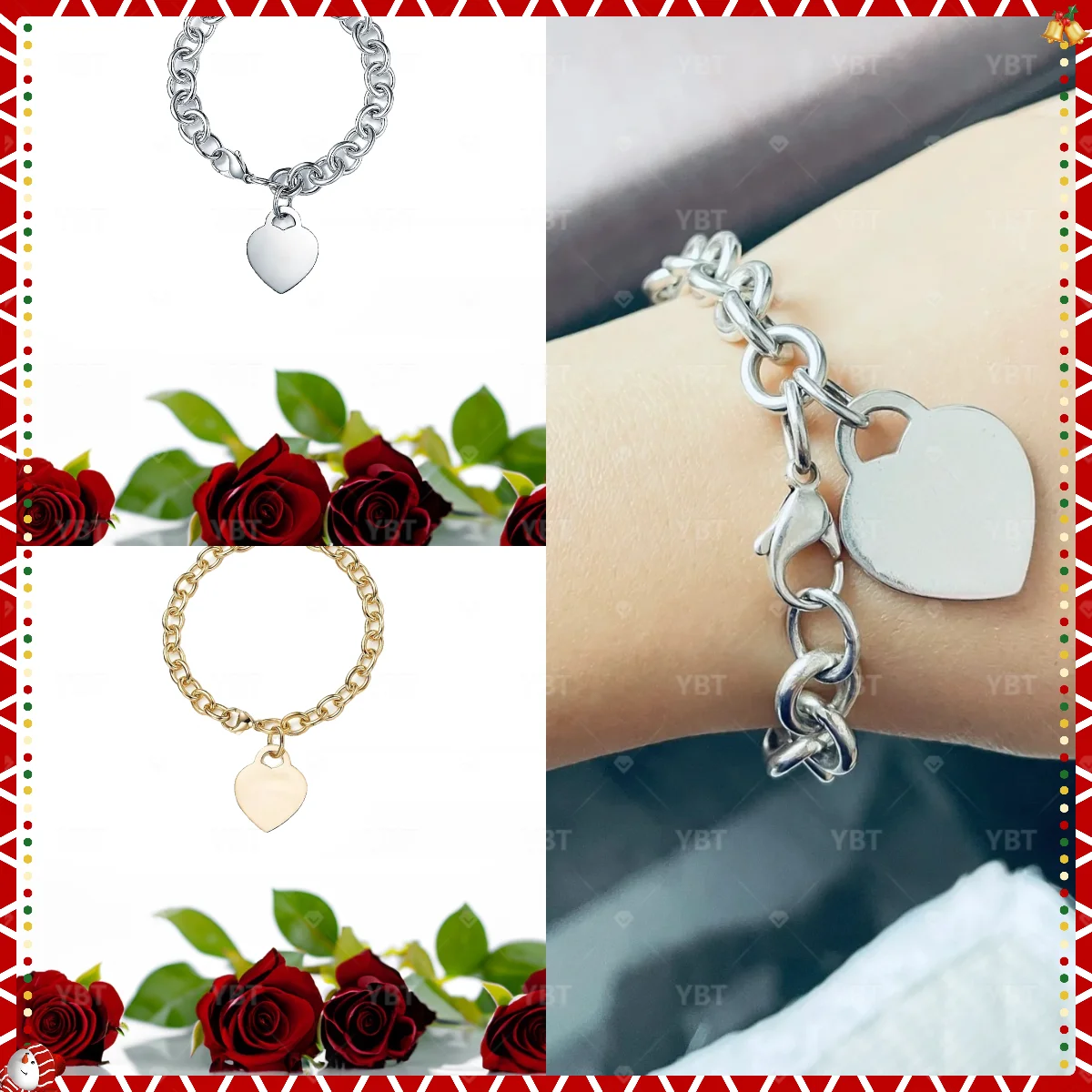 Best-selling S925 silver women bracelet, with a variety of thick chain love designs, suitable for various high-end parties.