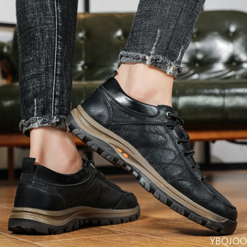 New Fashion Autumn Men Leather Shoes Brogue Casual safety shoes Men Genuine Leather Shoes Work Business Casual Sneakers Size 48