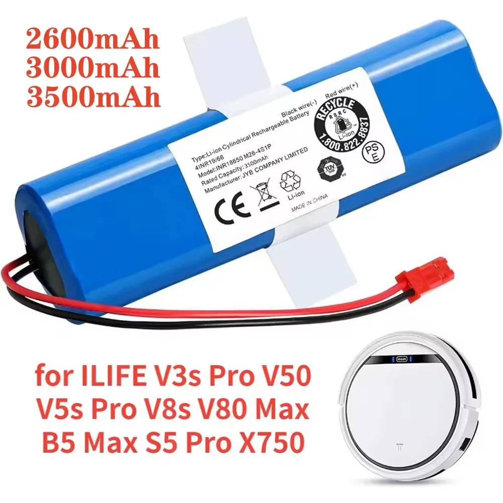 Neuer 14,4 V 2600 mAh 18650 Lithium-Ionen-Ersatzakku für ILIFE V3s Pro V50 V5s Pro V8s X750 Roboter-Staubsauger-Akku