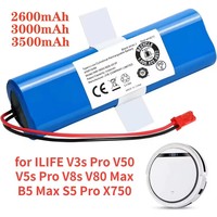 New 14.4V 2600mAh 18650 lithium-ion replacement battery For ILIFE V3s Pro V50 V5s Pro V8s X750 robot vacuum cleaner battery
