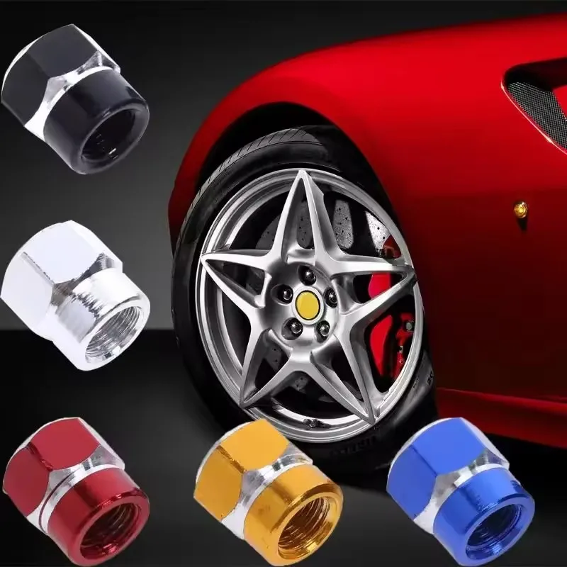 4PCS Universal Tire Hexagonal Valve Caps Aluminum Alloy Tire Vented Valve Caps Valve Cap Seal Dust Cover For Car Motorcycle