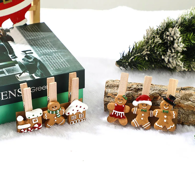 Decoración navideña de hombre de jengibre, colgante pequeño de resina, adorno de árbol de Navidad para Bar, restaurante, decoración de arreglo de escena