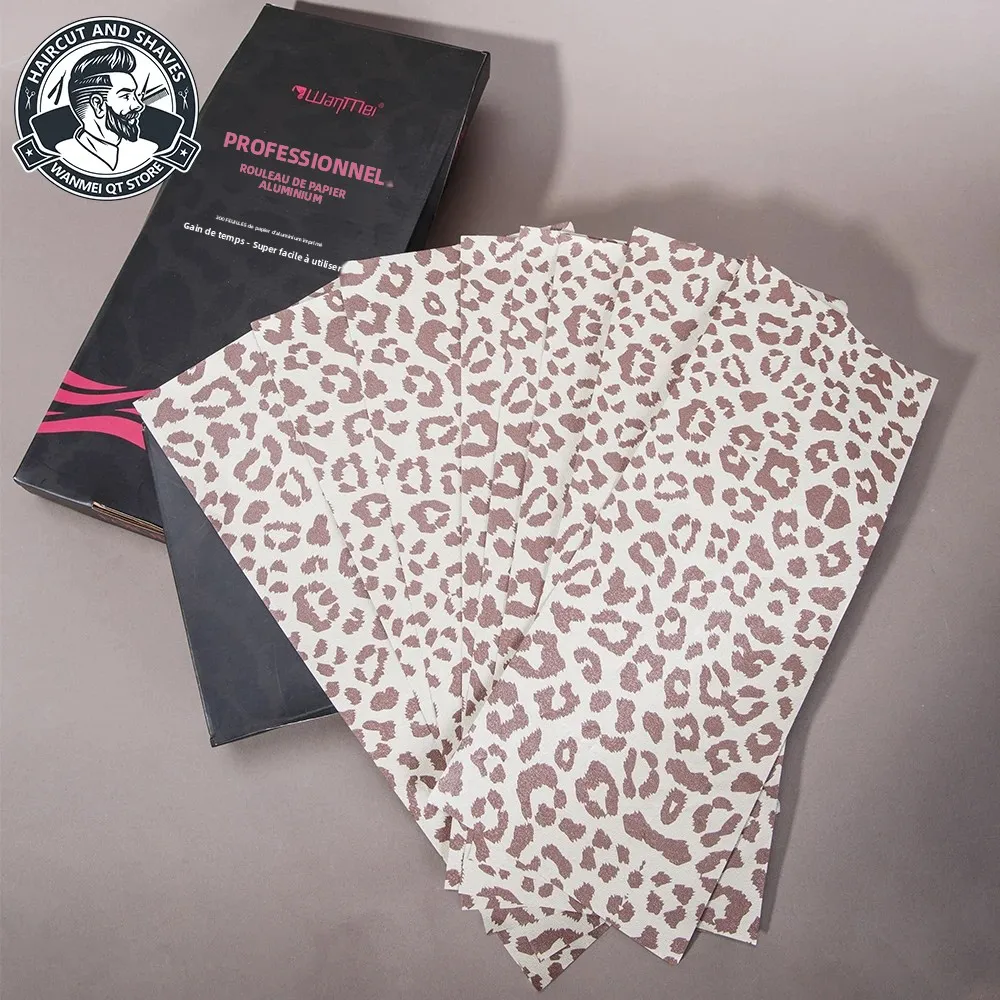 Rouleau de feuille de cheveux professionnelle imprimé léopard, 300 feuilles, feuille de coloration pour cheveux, Super poignée, facile à utiliser, outils de coiffure permettant de gagner du temps