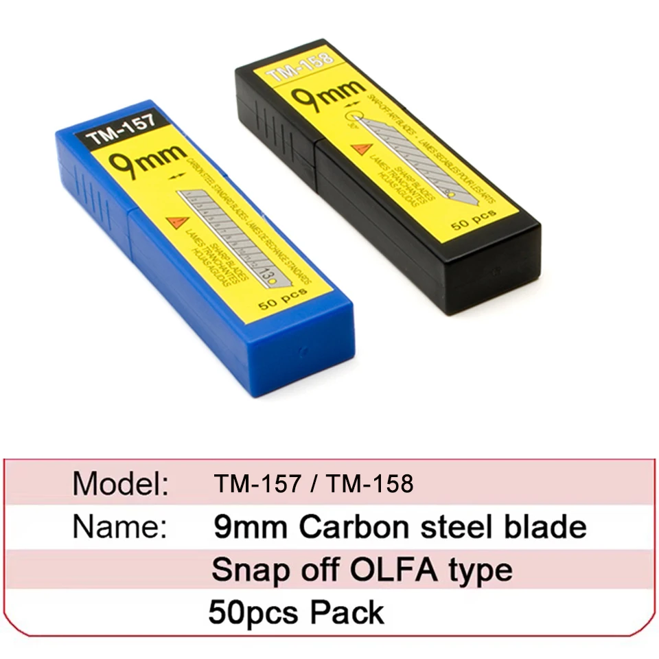 9mm Carbon Steel Utility Knife Blades, 30°/60° Angle Snap Off Replacement Blades for Car Vinyl Wrap,Paint Protection Film TM-158