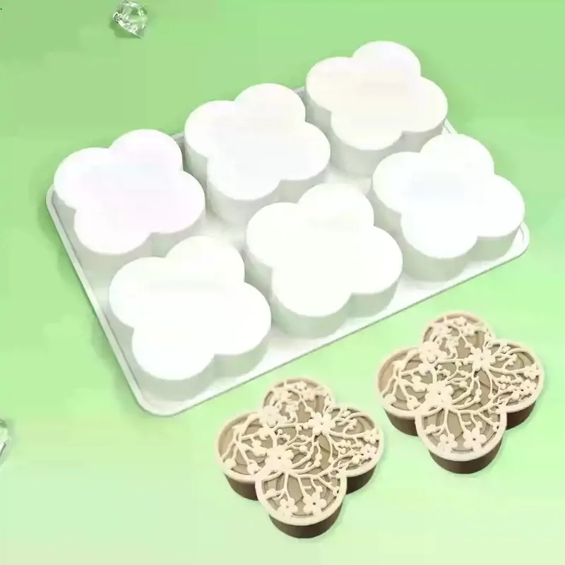 Window Flower Lace Rock Sugar Mousse Cake Silicone Mold New Chinese Style Clover Three-dimensional
