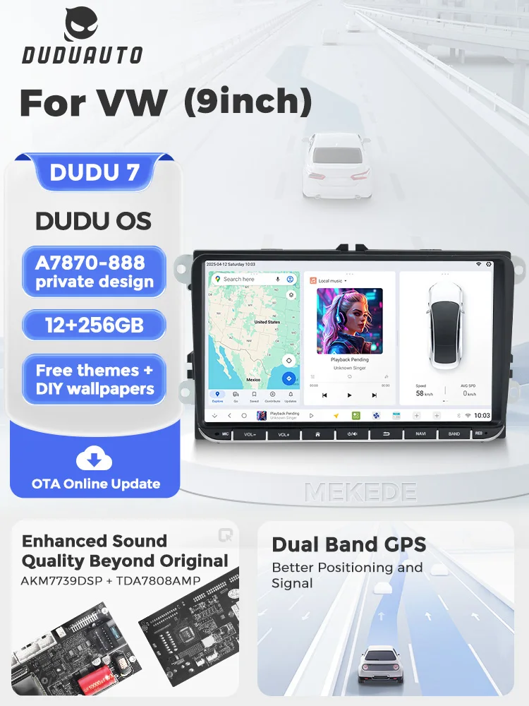 DUDUAUTO 9 "8-Core Dual-Band GPS Navigation Für VW Passat Golf MK5 MK6 Jetta T5 POLO Touran seat Skoda CarPlay 4G WIFI Auto Radio