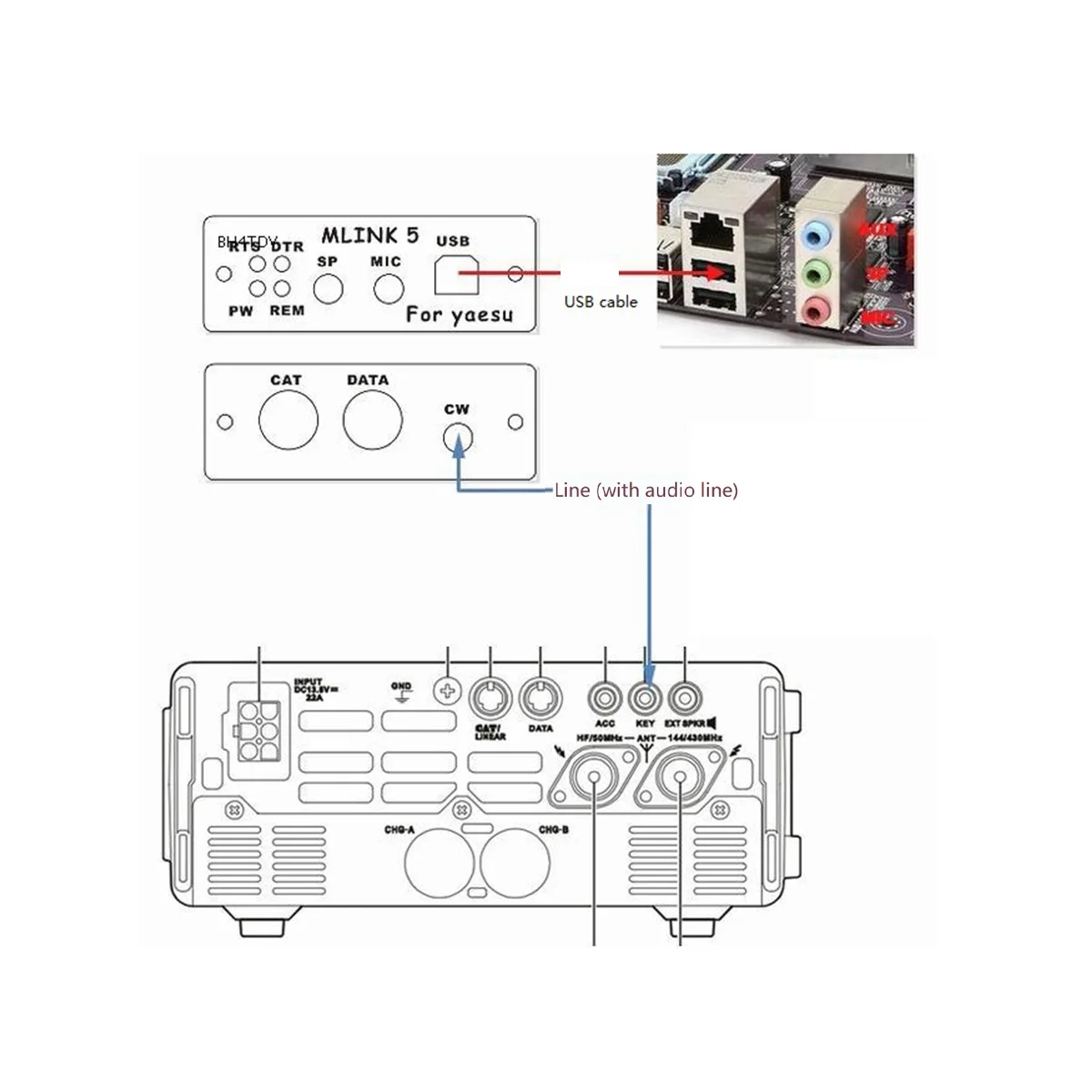 Imagem -05 - Conector Rádio Dedicado u5 Link Yaesu Ft891 Ft917nd Ft-857d Ft-897d