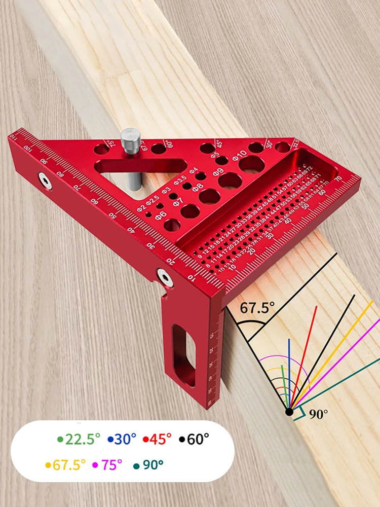 Woodworking Square Protractor Aluminum Alloy Miter Triangle Ruler High Precision Layout Measuring Tool for Engineer Carpenter