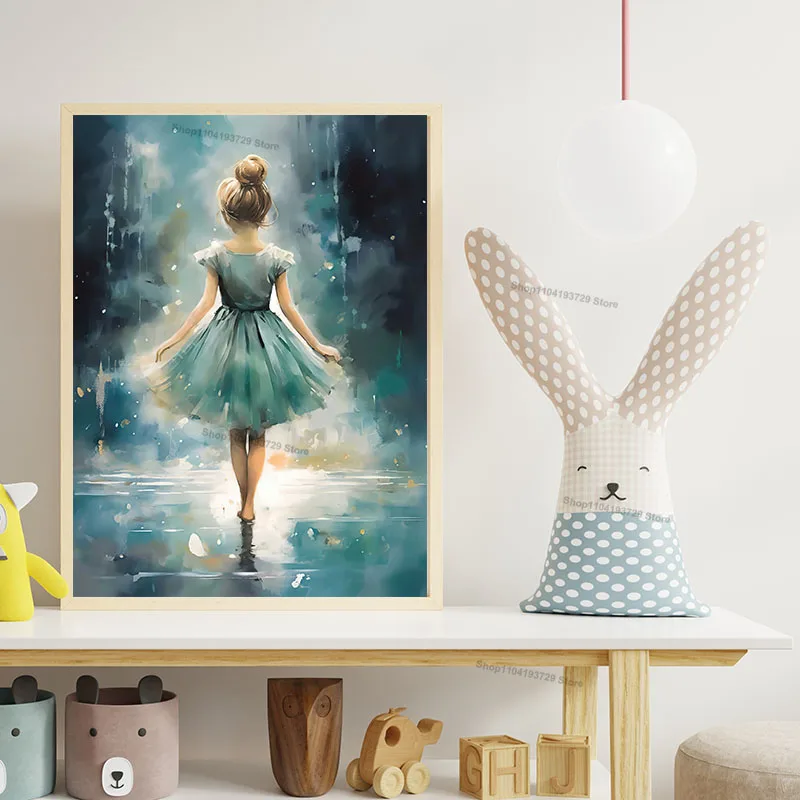 Watercolor Ballet Girl Shoes Cello Nursery Wall Art Canvas Painting Nordic Posters Prints Pictures For Baby Kids Room Home Decor - view 2