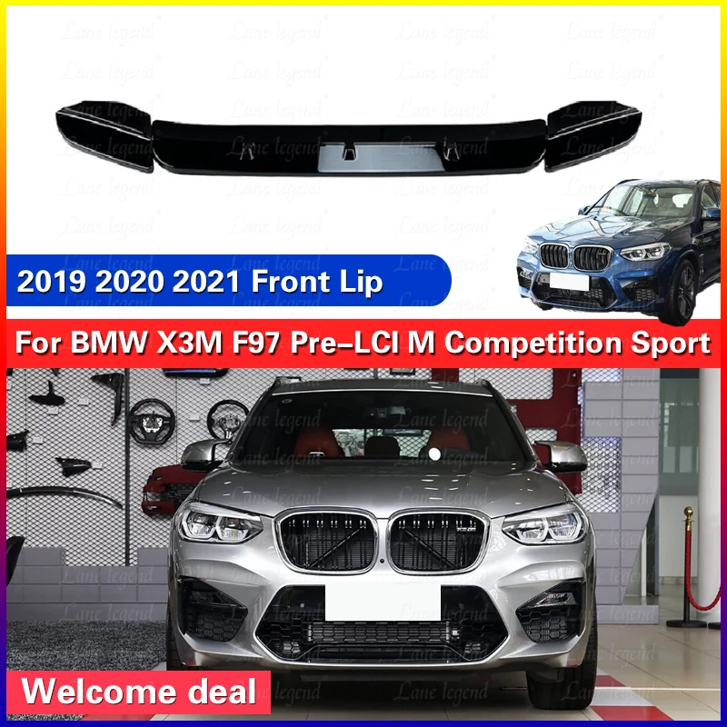 Front Bumper Separator Bumper Lip Body Kit Duck Lip Separator For BMW X3M F97 Pre-LCI M Competition Sport 2019 2020 2021