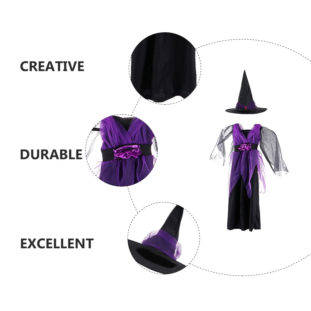 Hexenkostüm Kleid Kinder Cosplay Anzug Halloween Baumwolle Kinderkostüm Leichte, sichere, langlebige Materialien Rollenspielkleidung