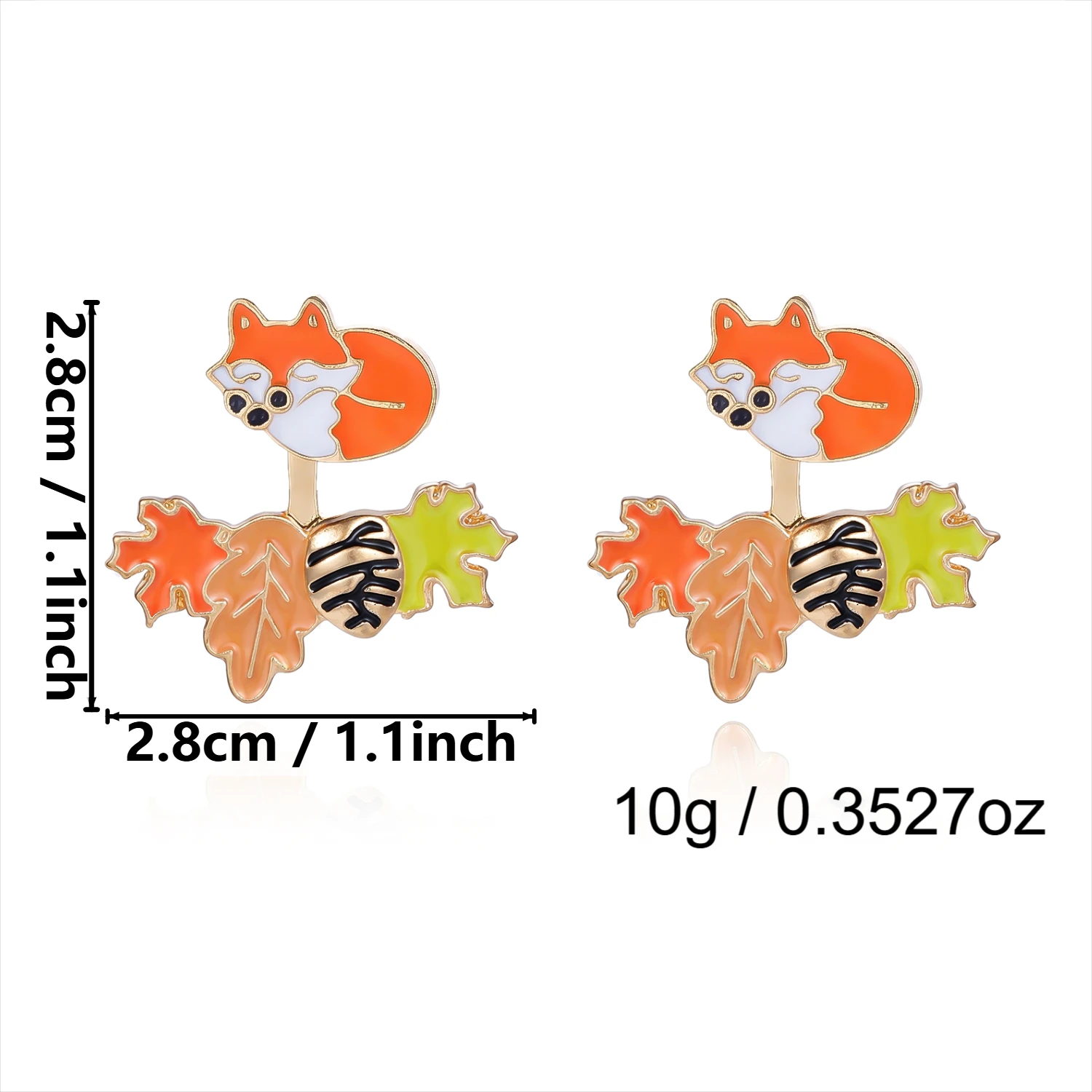 Neue Design-Ohrringe mit Fuchs, Tannenzapfen und Ahornblatt für Damen, Trendige Niedliche Emaille-Kürbis-Ohrstecker, Süße Ausgefallene Schmuck-Accessoires – Detail 8