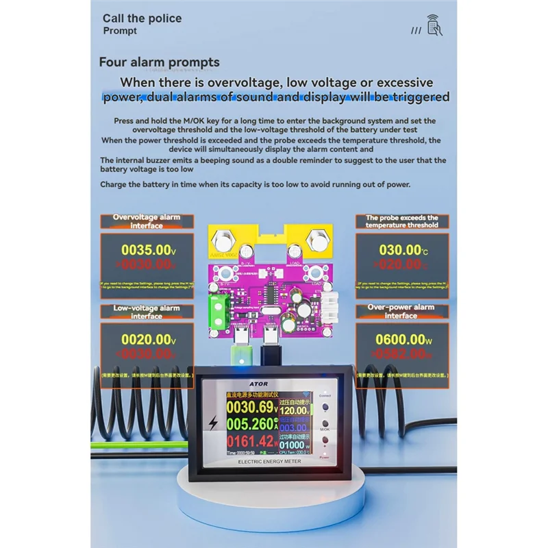 

Battery Capacity Tester Wifi Coulomb Meter Volt-Ammeter Power Lithium Battery Monitor With 80A Relay For 0-420V Battery