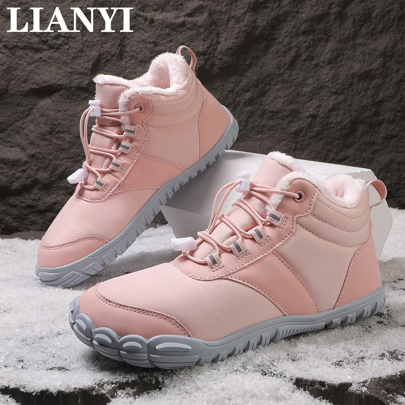 

LIANYI New Size 47# Women's Winter Snow Boots Beige Soft Sole Waterproof Warm Thickened Casual Fleece Lined Outdoor Hiking Shoes