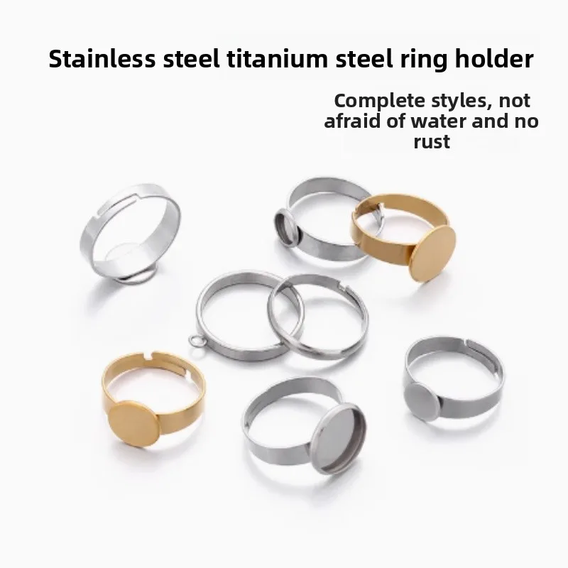 

10pcs 8/10/12/15mm Stainless Steel Adjustable Ring Round Blank Base Trays Bezel for DIY Jewelry Making Supplies