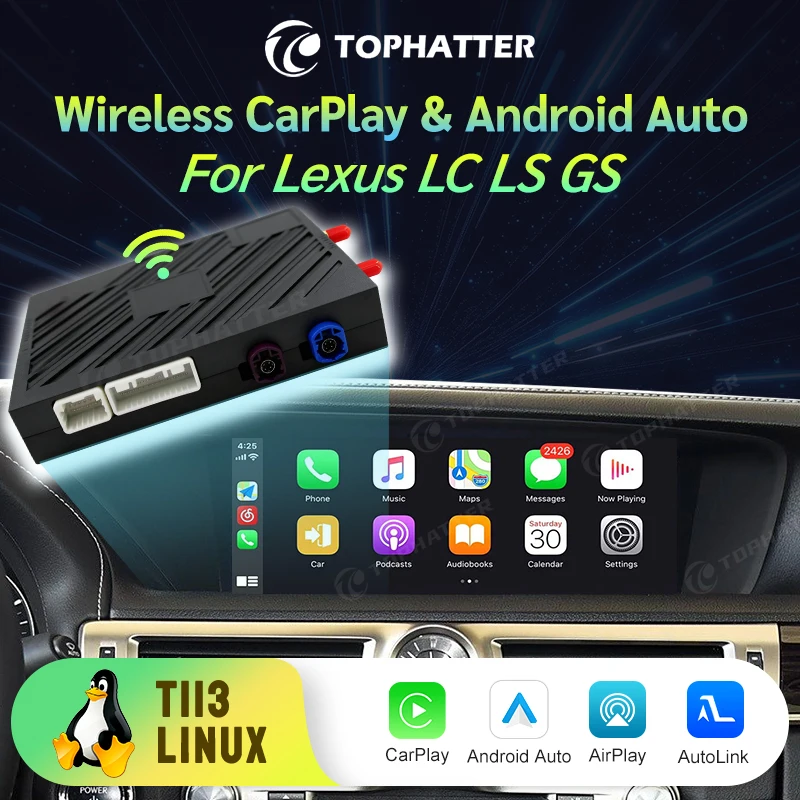 

Upgrade Your Lexus LS LC GS with Wireless CarPlay Android Auto Plug Play Adapter for OEM Screen No Loss of Sound Quality