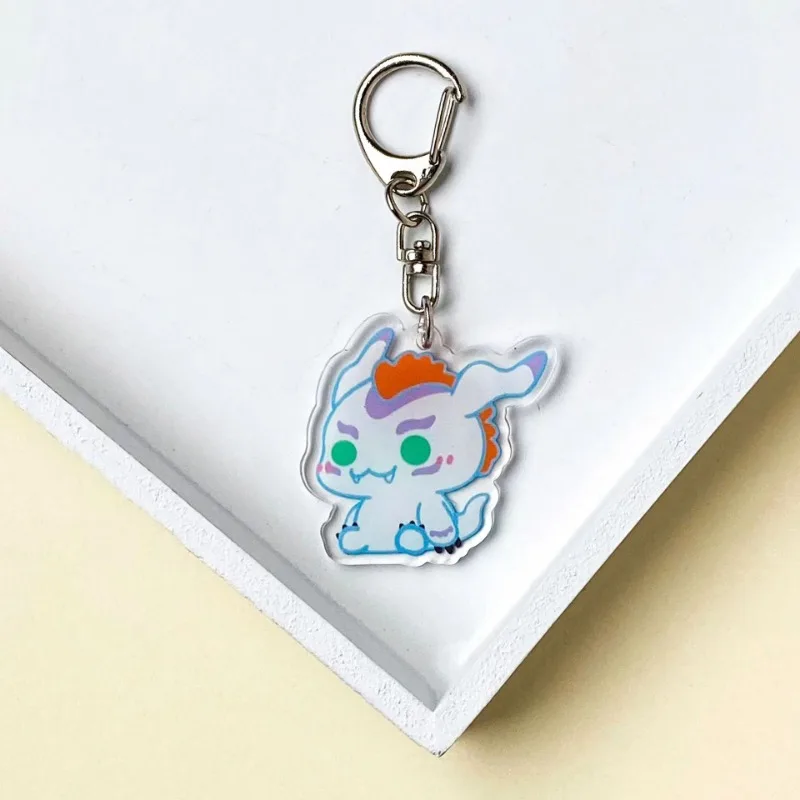 Llavero acrílico Digimon Adventure para hombre y mujer, muñeco de modelo de personaje Kawaii, colgante de mochila periférico de Anime Agumon Gabumon